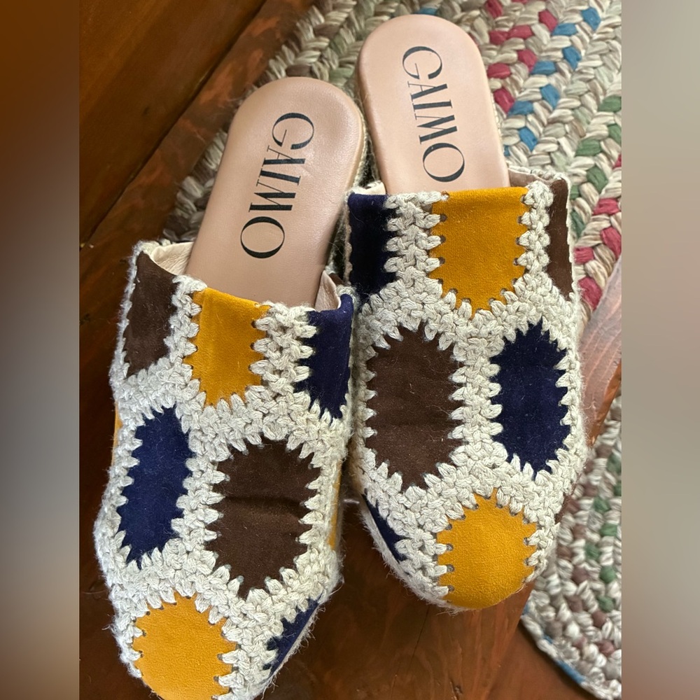 Gaimo Patchwork Suede Espadrille Clogs Women’s size EU37 US6.5 Made in Spain - Picture 2 of 16